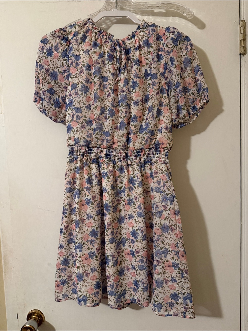 Lush Pink & Blue Floral Short Sleeve Dress